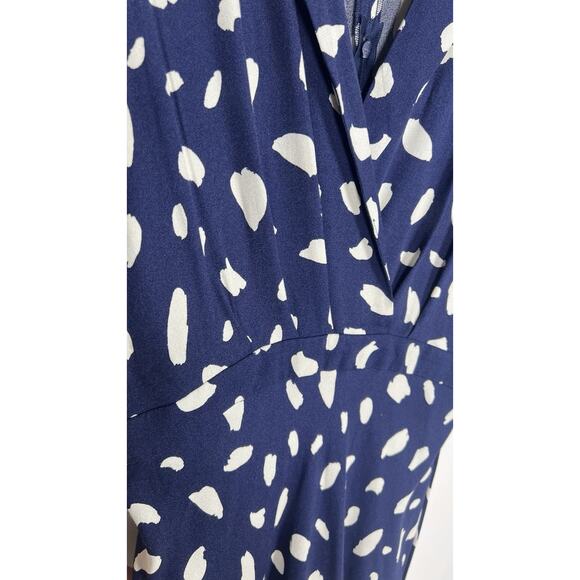 REFORMATION Medium Danika Draped Front Classical MIDI Dress In Navy Spatter EUC - Picture 7 of 15